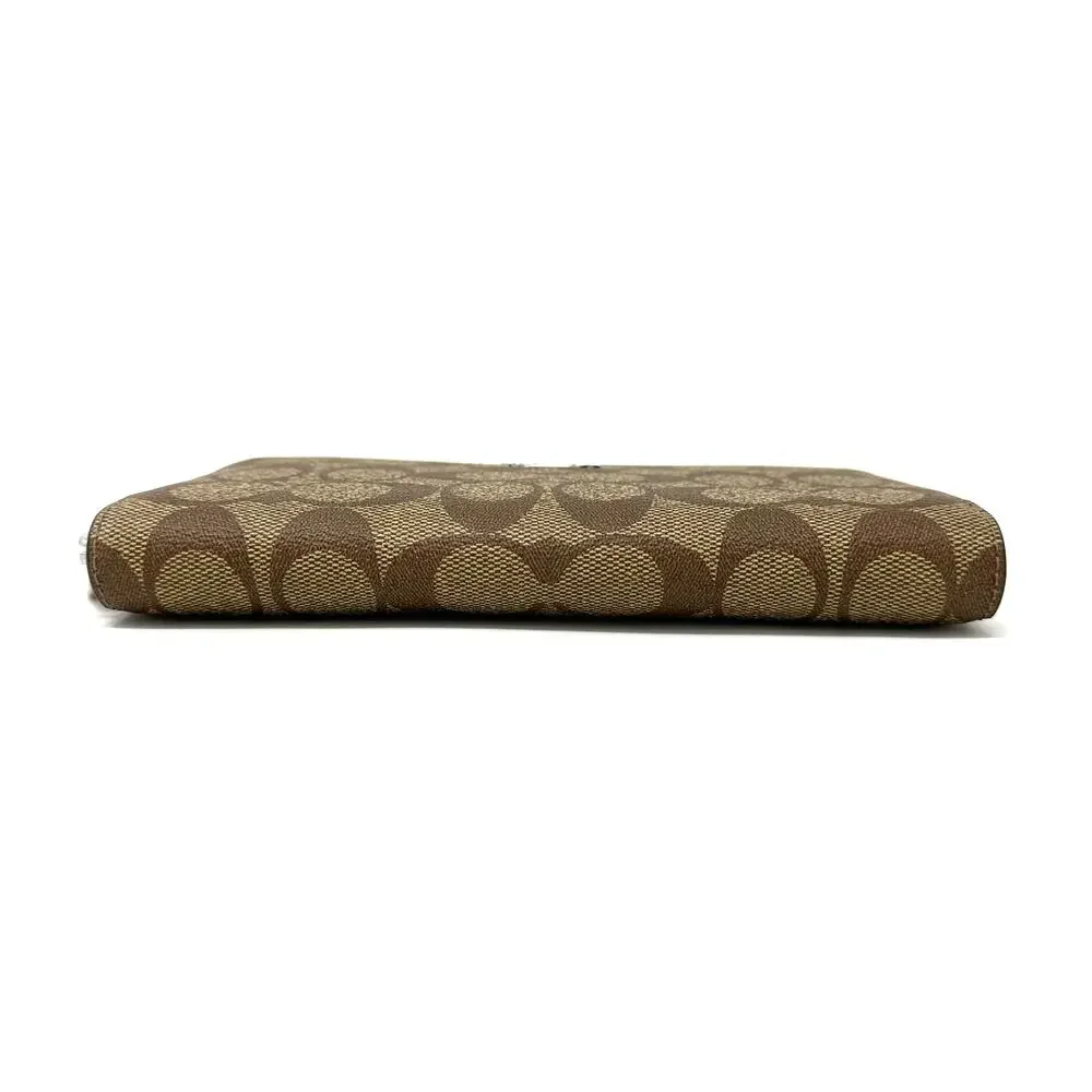 Coach Long Zip Around Wallet in Signature Canvas Khaki Light Sage C4452